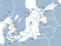 Mapa pokazuje trasy promowe z Polski do Skandynawii. Gdzie szukać połączeń promowych dla transportu ciężarowego z polski do skandynawii? Sprawdź porty jak Gdynia, Gdańsk, Świnoujście.