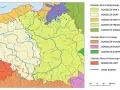 Mapa Polski z zaznaczonymi dorzeczami Wisły, Odry i rzek przymorza, z legendą.