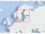 Mapa Europy Północnej z zaznaczonym Bałtykiem. Pokazuje, ile wody jest w Bałtyku, otoczonym przez kraje skandynawskie i bałtyckie.