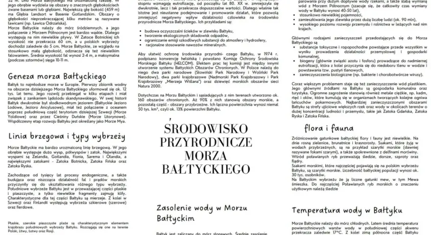 Powierzchnia Morza Bałtyckiego jest zanieczyszczona.