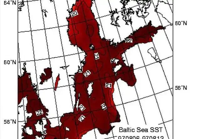 mapa temperatury wody Bałtyk polskie wybrzeże