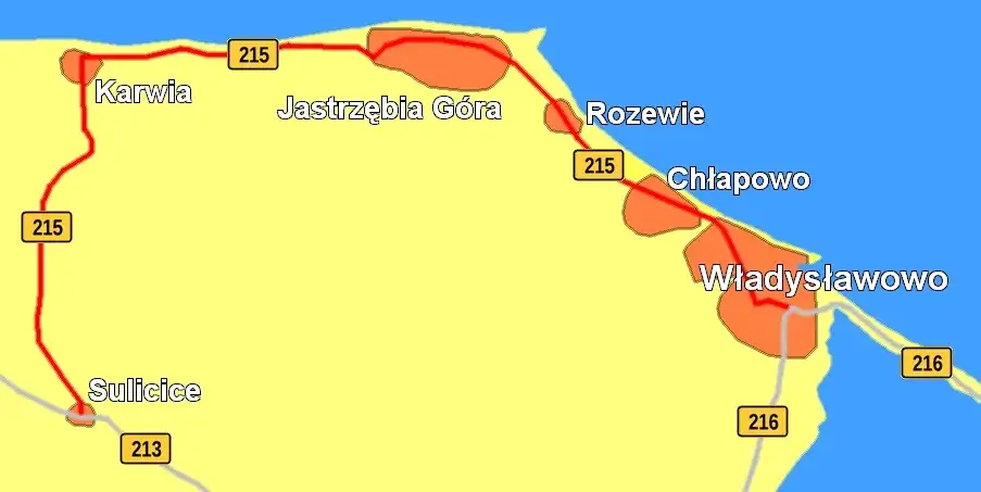 Mapa trasy Gdynia Jastrzębia Góra samochodem