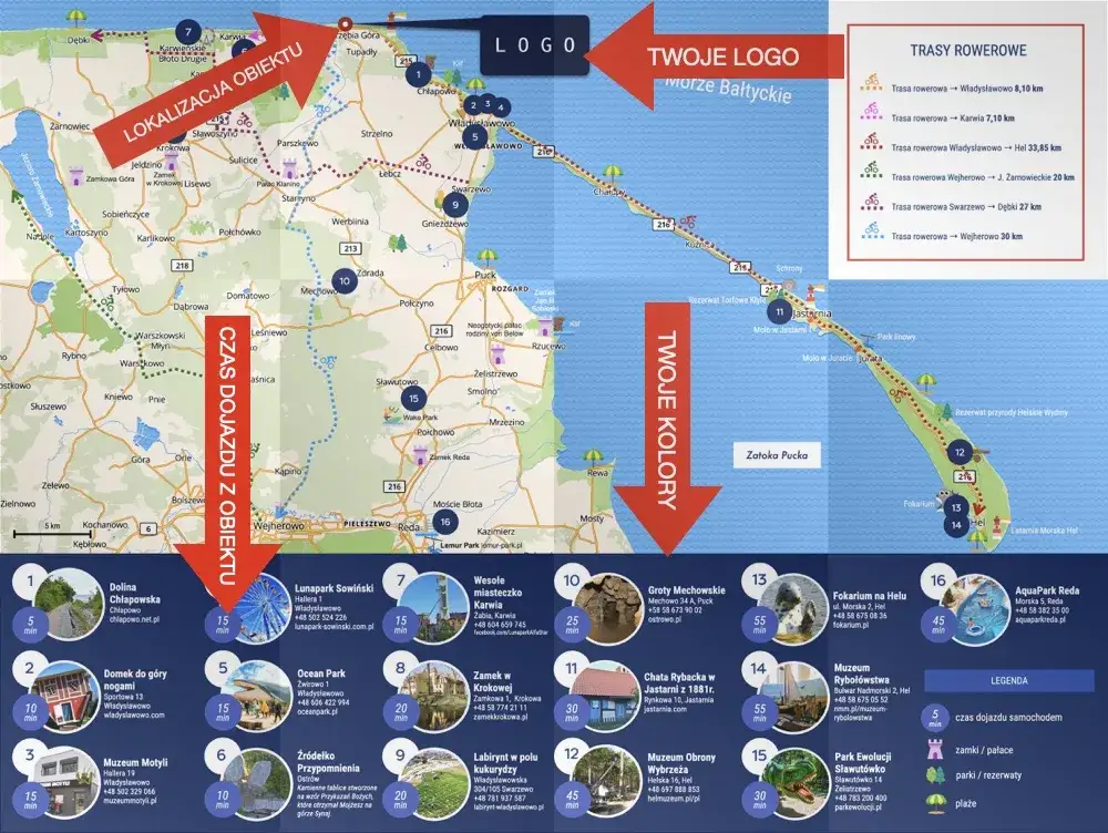 Mapa dojazdu Jastrzębia Góra trasy samochodowe
